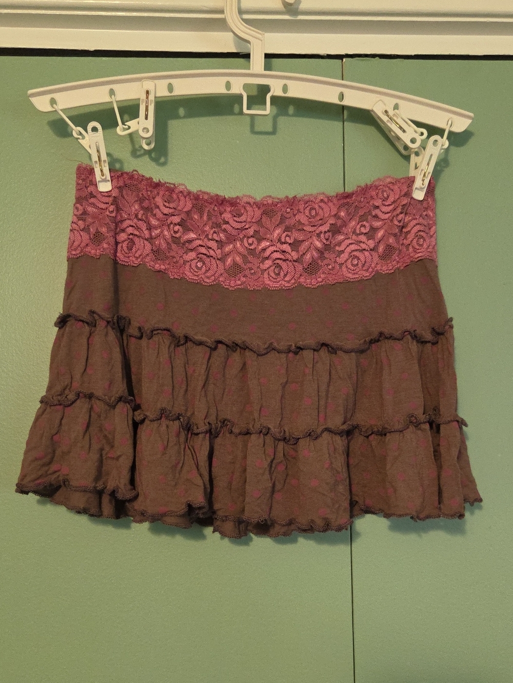 Y2k Charlotte Russe Brown And Purple Polka Dot Mini Skirt Small